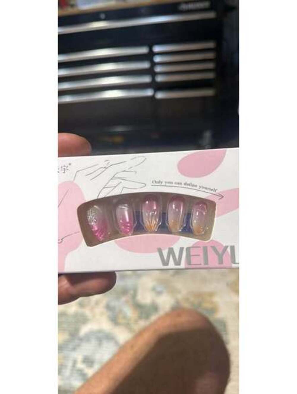 WEIYI Press-On Nails Pink and Orange Ombre
